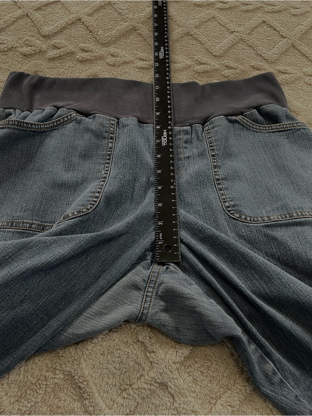 duo Maternity Stretch Denim Waistband Jeans in Blue Sz Large Weekender - Picture 5 of 10